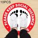 10 PCS Self-adhesive Waterproof PVC Epidemic Prevention Social Distance Floor Stickers, Length：24cm
