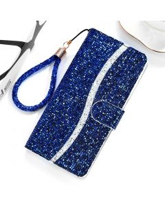 For Huawei P30 Lite Glitter Powder Horizontal Flip Leather Case with Card Slots & Holder & Lanyard