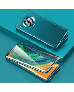 For Huawei Mate 30 Shockproof Magnetic Attraction Leather Backboard + Tempered Glass Protective Case with Camera Lens Protector Cover