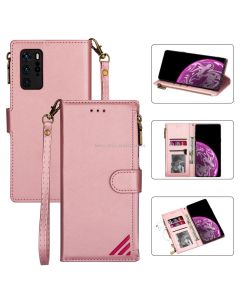For Huawei P40 Pro Zipper Multi-card Slots Horizontal Flip PU Leather Case with Holder & Card Slots & Wallet & Lanyard & Photo Frame