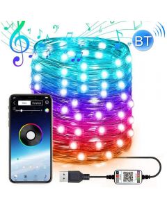 RGB USB LED Copper Wire Light String Holiday Decoration Light String Bluetooth Mobile APP Control, Length:12m 120 LED