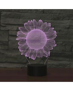 Sunflower Black Base Creative 3D LED Decorative Night Light, Powered by USB and Battery