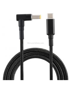 PD 100W 5.5 x 2.5mm Male Elbow to USB-C / Type-C Male Nylon Weave Power Charge Cable, Cable Length: 1.7m