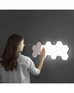 Touch-sensitive Honeycomb Quantum Lamp Assembly Combination Background Aisle Wall Lamp, Color:9pcs White Light Including Power Supply